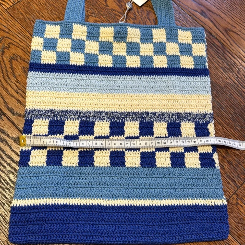 Baum und pferdgarten Blue & Cream Crochet Check Tote Bag - Women's Shoulder Bag